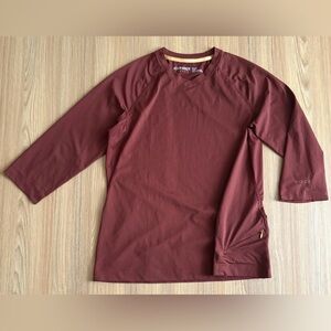 REI Co Op Cycles Top Wmns M Brown 3/4 Sleeve V Neck Active Performance Cycling